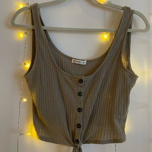Like new Olive green size small cropped tank with buttons & tie.